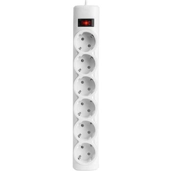 Power filtra 1.8м Defender DFS151, 6 розеток, білий