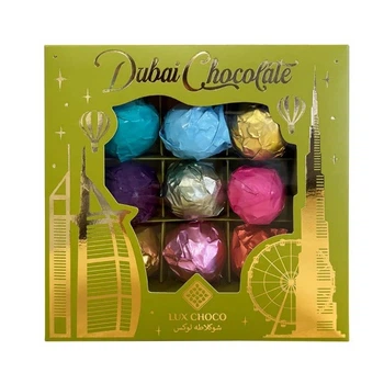 Цукерки Дубайські Dubai Chocolate Assorted Box Lux Choco Green (9 смаків) 340 г