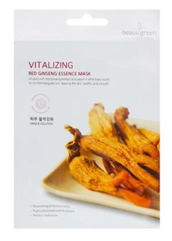 Тканинна маска для обличчя BeauuGreen Vitalizing Red Ginseng Essence Mask з екстрактом червоного женьшеню, 23 г