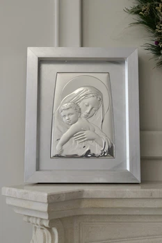 Серебряная икона Матерь Божья с младенцем (код QL 217 1) 44x53 см