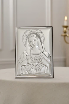 Серебряная икона Сердце Марии (код С789 B2857) 13,5*18,5 см