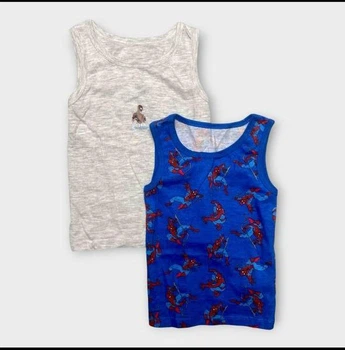 Майка Primark натільна білизняна набір 2 шт. дитяча на хлопчика з малюнком Спайдер Мен Spider Man Людина Павук 140 см (9-10 років) синя, сіра