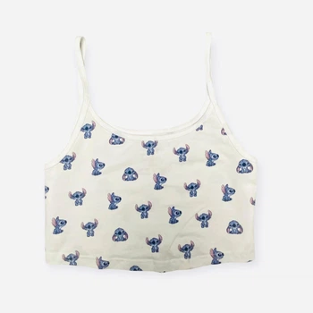 Топ Primark жіночий бавовняний на тонких бретелях з принтом Стіч Stitch розмір S (EUR 38-40) білий