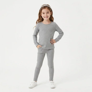 Детский серый лонгслив в рубчик для девочки 116 см (5-6Y) Primark