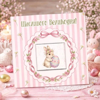 Открытка с мини шоколадкой "Пасхальный зайчик. Счастливой Пасхи"