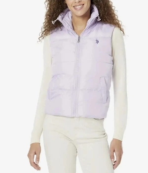 Жіночий пуховий жилет U.S. Polo Assn. демісезонний з коміром-стійкою Classic Style M Ліловий