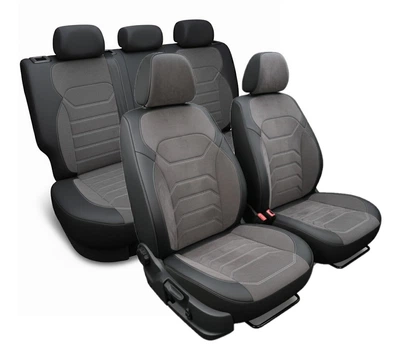 5D Чехлы на сиденье для VOLKSWAGEN ID.4 2020- Autovalom Flannel черные с серой вставкою