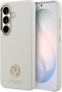 Панель Guess Rhinestone Round Logo MagSafe для Samsung Galaxy S26 Beige (3666339613426)