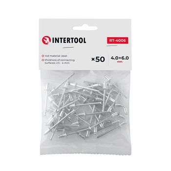 Заклепка алюминиевая, 4,0×6,0 мм, 50 шт. INTERTOOL RT-4006