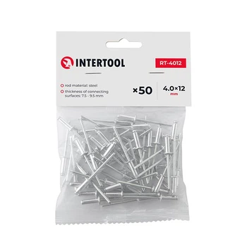 Заклепка алюмінієва, 4,0×12,0 мм, 50 шт. INTERTOOL RT-4012