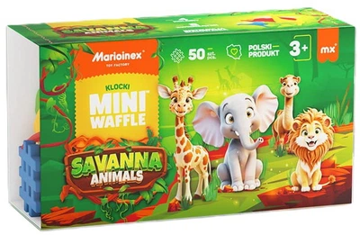 Klocki konstrukcyjne Marioinex Mini Waffle z figurkami zwierząt 50 elementów 07078 (5903033907078)