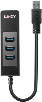 USB-хаб Lindy USB 3.0 Hub & Gigabit Ethernet Converter Black (4002888431767)