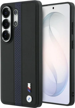 Etui BMW Perforated Stripe Logo MagSafe do Samsung Galaxy S26 Ultra Black/Blue (BMHMS26L25PCPSKB)