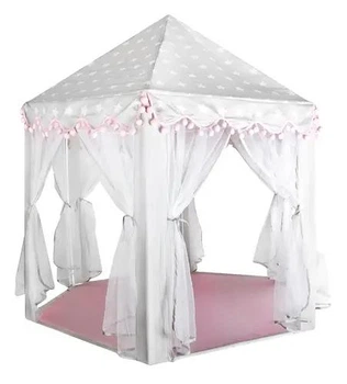 Детская палатка домик Kruzzel серо-розовый 123×123×140 см, складной игровой шатер для детей