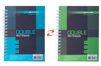 Блокнот BUROMAX А6 на спір. тв. пал. 96арк. DOUBLE 24671101-25 зелено-блакитний /BM.24671101-25/