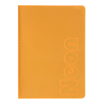 Книга записна NEON, А5, 80 аркушів, клітинка, зшита обкладинка PVC, помаранчева