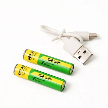 Аккумуляторные батарейки с Type-C разьемом Lithium-ion 800mAh AAA-7 (2шт)