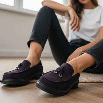 Лофери жіночі замшеві MYZ 0911 PURPLE весна літо осінь з натуральної замші. Розмір 39