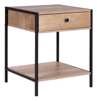 Приліжкова тумба ModernHome by Multistore Лофт з шухлядою та полицею Світлий дуб (WYJ-085 GRAY)