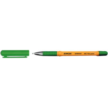 Ручка шариковая Stanger Fine point 0,7 мм, с грипсом, зеленая, 10 шт (M 0.7-18000300058)