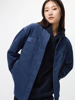 Вельветовая куртка женская Uniqlo 236685363 M Синяя (1159849720)