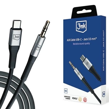 Кабель 3mk AUX USB-C to Jack 3.5 mm 1m Black (5903108528788)