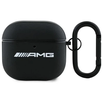 Чехол для наушников Mercedes AMG Leather White Logo для AirPods 4 черный (3666339397463)