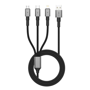 Кабель Tech-Protect UltraBoost 3-in-1 USB-A to Lightning | UCB-C | Micro-USB 15W 1.2 m Iron Grey (5906302330294)