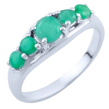 Срібна каблучка з натуральним смарагдом 2.633ct, вага виробу 3,17 гр (1803493)