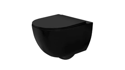 Унітаз підлоговий Rimless чорний матовий з сидінням дюропласт soft-close REA Carlo Mini REA-C8489 (00140128)