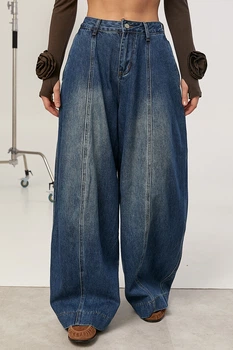 Широкі джинси Baggy з декоративними швами спереду G&M Ls-1201 S Размер цвет синій