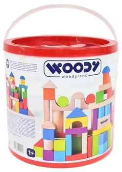 Деревянные кубики Woodyland в ведёрке 100 элементов 09056 (8591864909056)