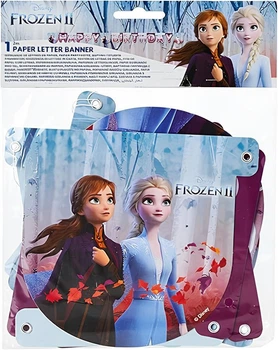 Гирлянда-вывеска "Happy Birthday" с Эльзой и Анной – Frozen II, 2 м, бумажная, официальная Disney