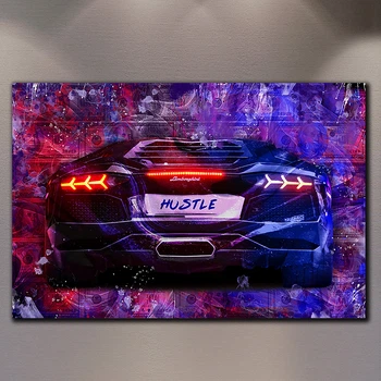 Картина з машиною - Lamborghini Hustle Power - 40х60 см