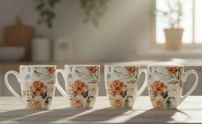 Набор кружек (4 шт) фарфоровых Floral 425 мл 311-102-5