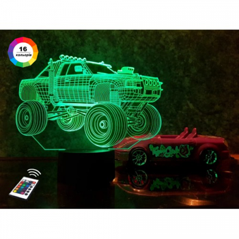 3D нічник подарункова нічна LED лампа світлодіодний світильник Автомобіль 4 з пультом ДК 16 кольорів адаптером на usb батарейках з акрилу для будинку спальні дитячої оригінальний романтичний подарунок хлопцю чоловіку 3DTOYSLAMP