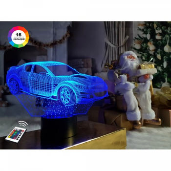3D нічник подарункова нічна LED лампа світлодіодний світильник Автомобіль 6 з пультом ДК 16 кольорів адаптером на usb батарейках з акрилу для будинку спальні дитячої оригінальний романтичний подарунок хлопцю чоловіку 3DTOYSLAMP