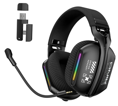 Бездротові ігрові навушники onikuma gt808 Tri-Mode з мікрофоном Bluetooth 5.3, 2.4 GHz, 3.5 мм, чорні