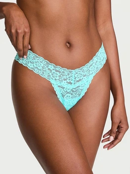 Трусики стрінги Victoria's Secret The Lacie Lace Thong Panty S Бірюзовий (27223491)