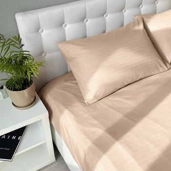 Комплект постільної білизни Emily Fiber Beige Stripe мікрофібра двоспальний євро 200x220 см бежевий (2800005054231)