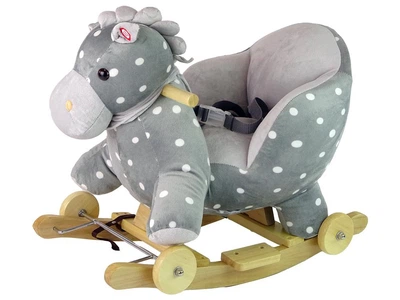 Лошадка-качалка 2 в 1 LeanToys серая в горошек, 15632 (5905679071694)