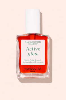 Лак для ногтей ломких и поврежденных Active Glow Manucurist Cranberry – лечебное цветное покрытие с миндальным маслом для восстановления ногтей в цветной маникюр