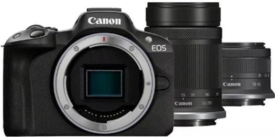 Бездзеркальний фотоапарат Canon EOS R50 Kit RF-S 18-45mm + RF-S 55-210mm IS STM Black (5811C034)