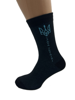 Набір чоловічих бавовняних шкарпеток Cool Socks з тризубом 10 пар чорні патріотичні високі розмір 38-42