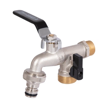 Кран шаровой для полива латунный усиленный 1/2"х 3/4" 2 выхода SD141W15 Thermo Alliance Standart