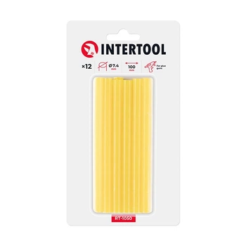 Комплект клейових стрижнів жовтих, 7,4×100 мм, 12 шт. INTERTOOL (RT-1050)