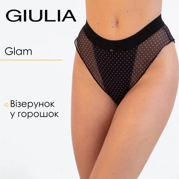 Труси жіночі бразиліана із сітки в горошок Giulia Glam 2240/40 S Black dots, ніжні прозорі трусики, жіноча білизна