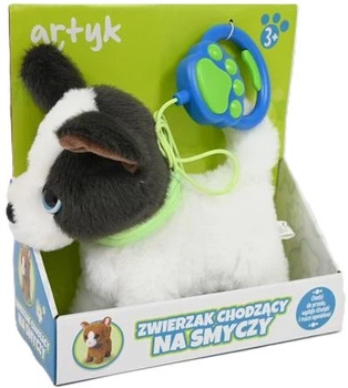 Песик Artyk ходяча на повідку Біло-чорна 18559 (5901811185595)