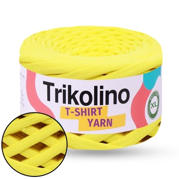 Трикотажна пряжа Trikolino 7-9mm XL, Жовтий, 120м, для в'язання кошиків, килимків, сумок, косметичок, Триколіно