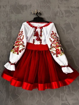 Вишитий комплект для дівчинки Trend Польовий 98 Червоний, білий (SOFPOLBBCH)